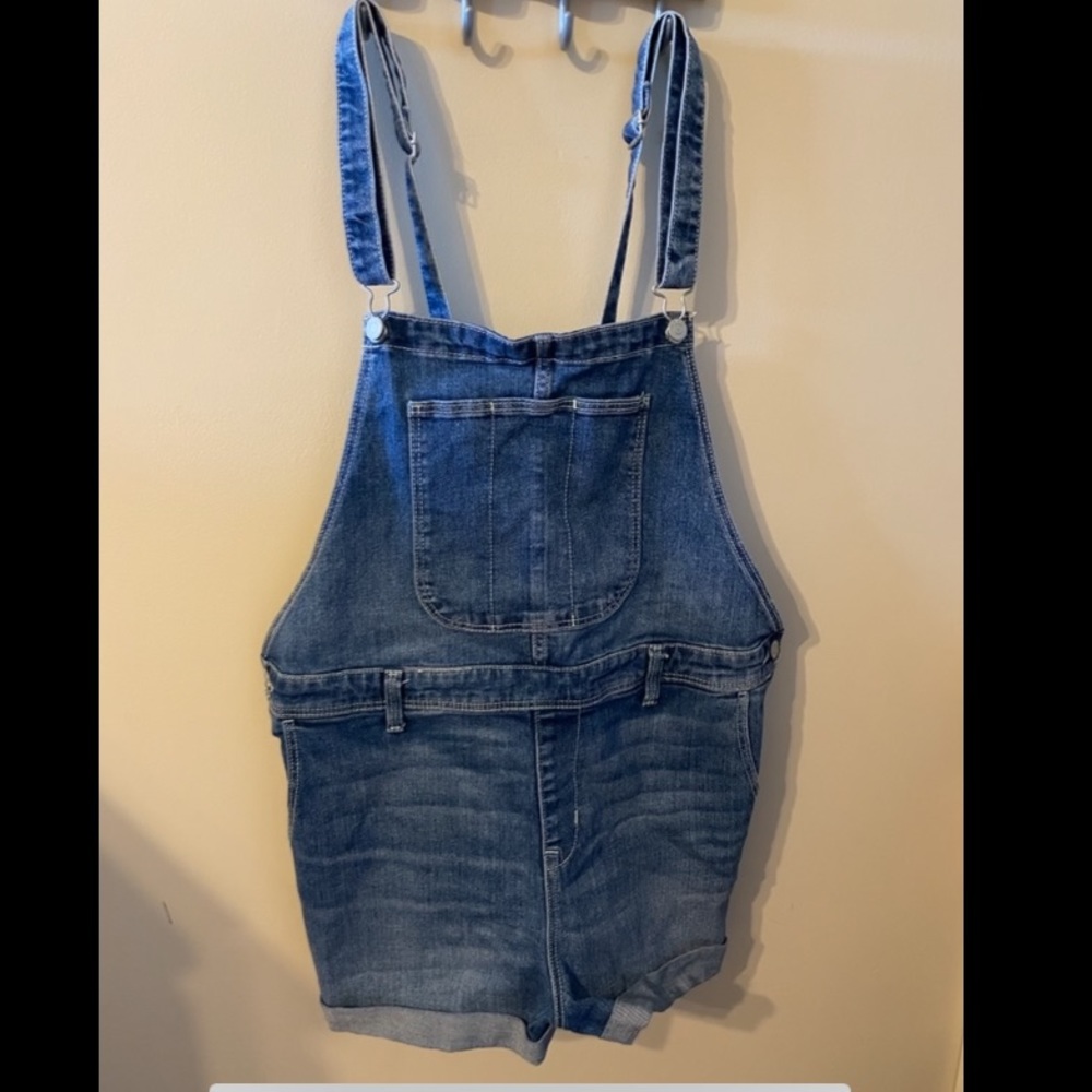 Denim overall shorts